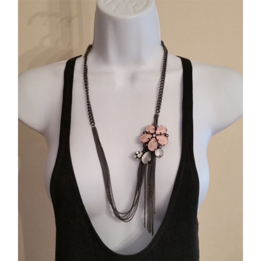 Simply Vera Wang Gunmetal Flower Chain Necklace